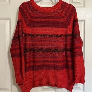 Mossimo Supply Co Womens Red Stripe Long Sleeve Pullover Knit Sweater Size Small